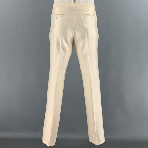 GUCCI Size 34 Beige Solid Wool  Silk Zip Fly Dress Pants