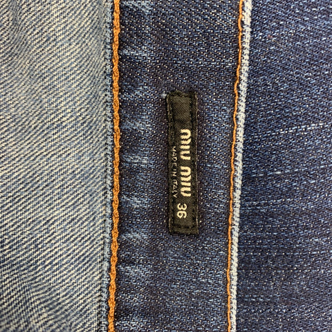 MIU MIU Size 36 Indigo Wash Cotton Polyurethane Jeans