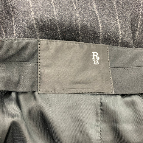 R13 Size 26 Charcoal Pinstripe Wool Triple Pleat Dress Pants