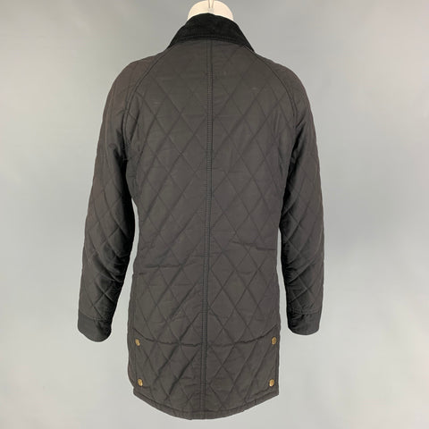 BARBOUR Talla 8 Chaqueta acolchada de algodón encerado negro