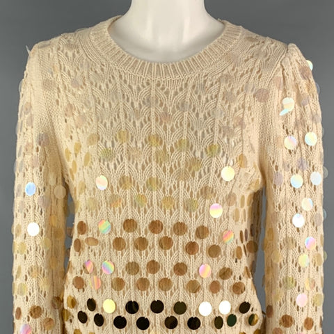MARC JACOBS Jersey Payettes de cachemira y lana color crema dorado talla M