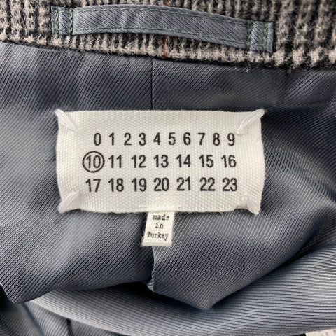MAISON MARGIELA Size L Grey & Black Glenplaid Wool Notch Lapel Coat