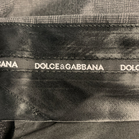 DOLCE & GABBANA Size 32 Charcoal Plaid Cotton Blend Tuxedo Dress Pants