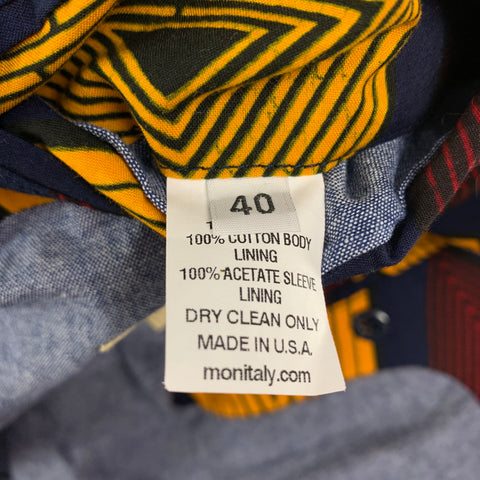 MONITALY Size 40 Multi-Color Print Cotton Sport Coat