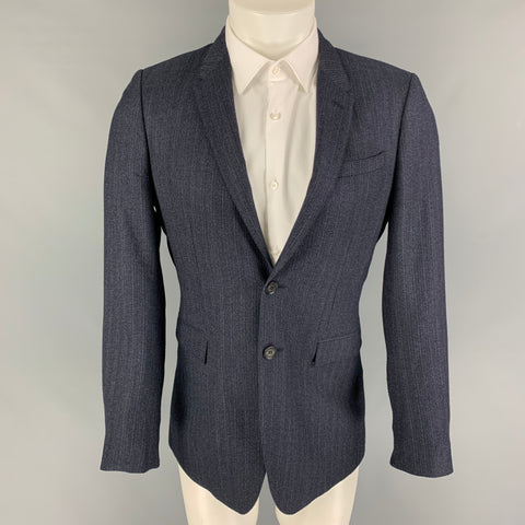 BURBERRY PRORSUM Size 40 Navy Stripe Wool Notch Lapel Sport Coat