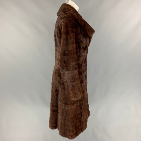 VINTAGE Size M Brown Mink Fur Double Breasted Coat