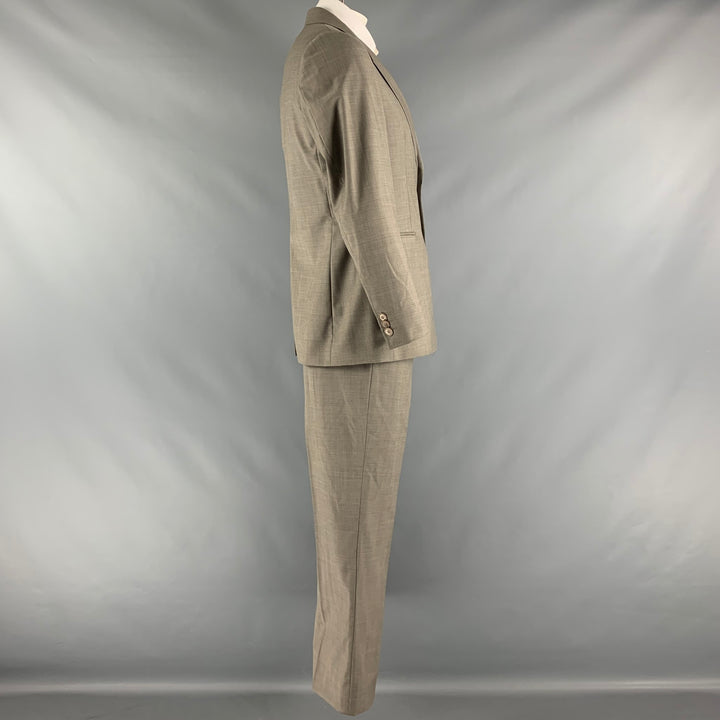 EMPORIO ARMANI Talla 42 Traje con solapa de muesca de lana lisa color topo