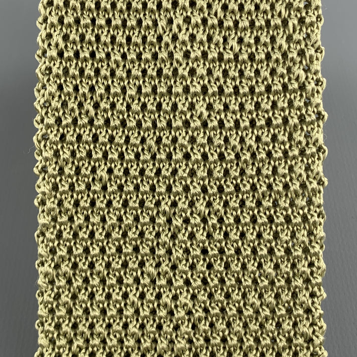 BUDD Corbata de punto texturizada de seda verde musgo