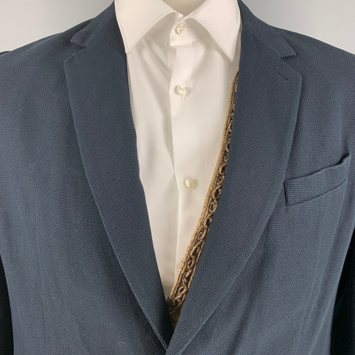 DRIES VAN NOTEN Chest Size 44 Navy Gold Embellishment Cotton Sport Coat