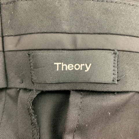 THEORY Size 42 Black Wool Peak Lapel Tuxedo Suit