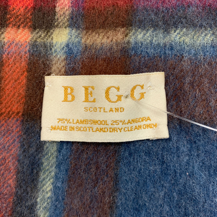 BEGG Brick Plaid Wool / Angora Fringe Scarf