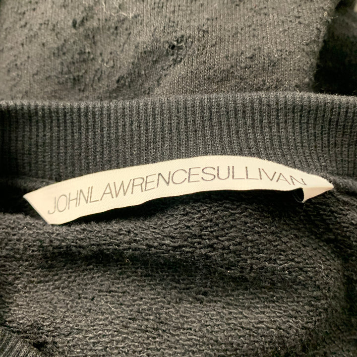 JOHN LAWRENCE SULLIVAN Size S Black Distressed Cotton Crew-Neck Sweatshirt