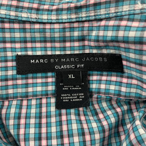 MARC by MARC JACOBS Size XL Aqua Plaid Cotton Button Down Long Sleeve Shirt