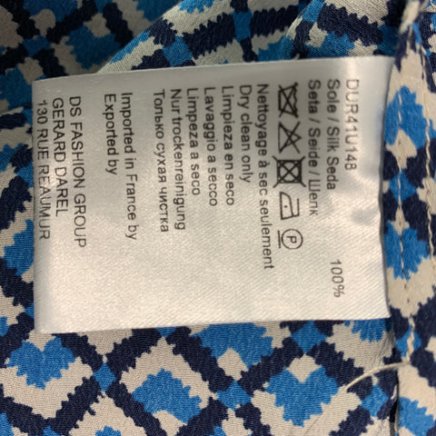GERARD DAREL Size XL Blue &  White Silk Abstract Shirt dress Dress