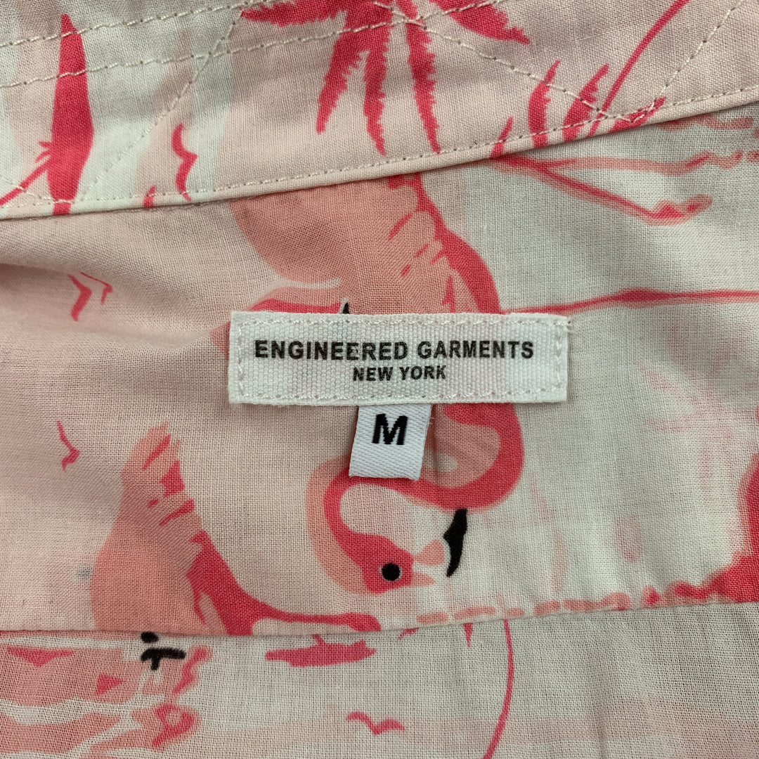 ENGINEERED GARMENTS Taille M Chemise à manches courtes en coton imprimé flamant rose et blanc