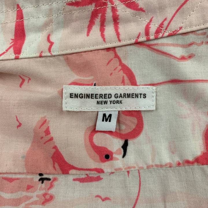 ENGINEERED GARMENTS Taille M Chemise à manches courtes en coton imprimé flamant rose et blanc