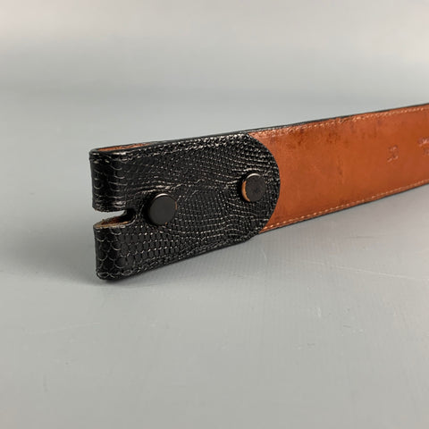 PAT AREIAS Waist Size 30 Black Leather Lizard Belt Strap