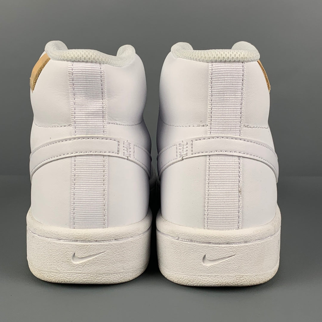 NIKE Size 10.5 White Leather High Top Sneakers