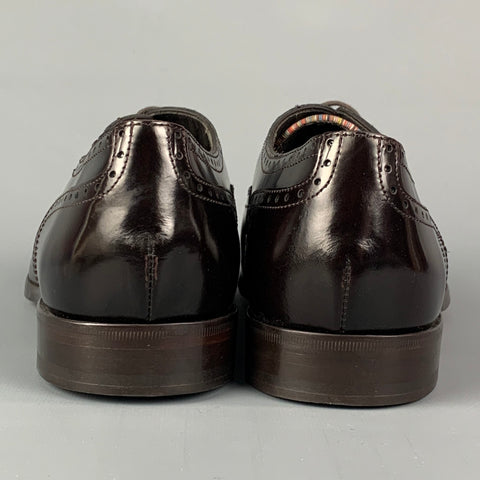 PAUL SMITH Size 9 Brown Perforated Leather Cap Toe Lace Up Shoes