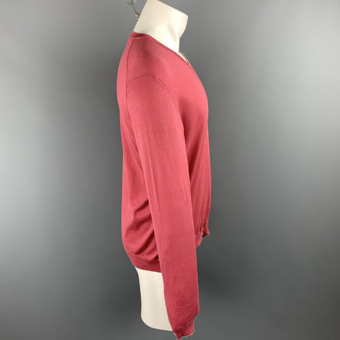 BRUNELLO CUCINELLI Size 40 Salmon Cotton V-Neck Pullover