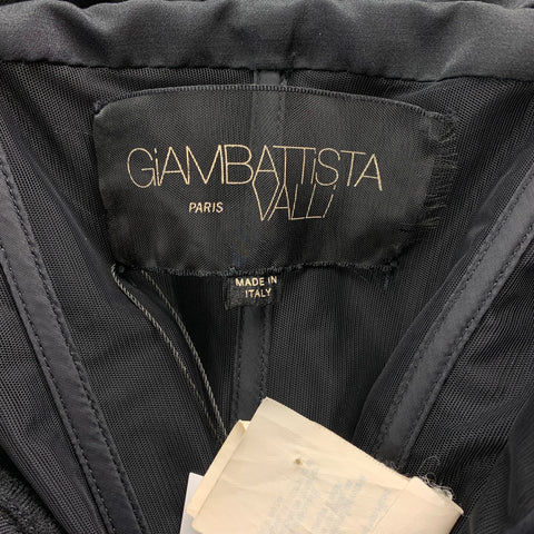GIAMBATTISTA VALLI Talla 8 Vestido sin tirantes con volantes de algodón / seda negro
