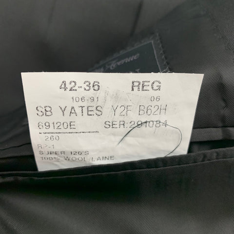 SAKS FIFTH AVENUE by SAMUELSOHN Size 42 Regular Black Wool Notch Lapel Suit
