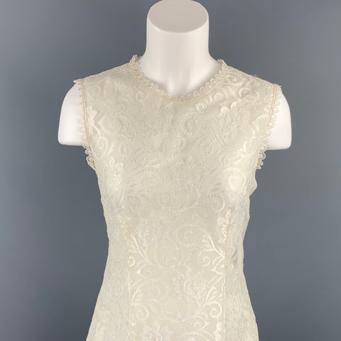 CHRISTIAN DIOR Size M White Lace Polyester Sleeveless Blouse