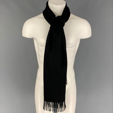 LORO PIANA Black Cashmere Fringe Scarf