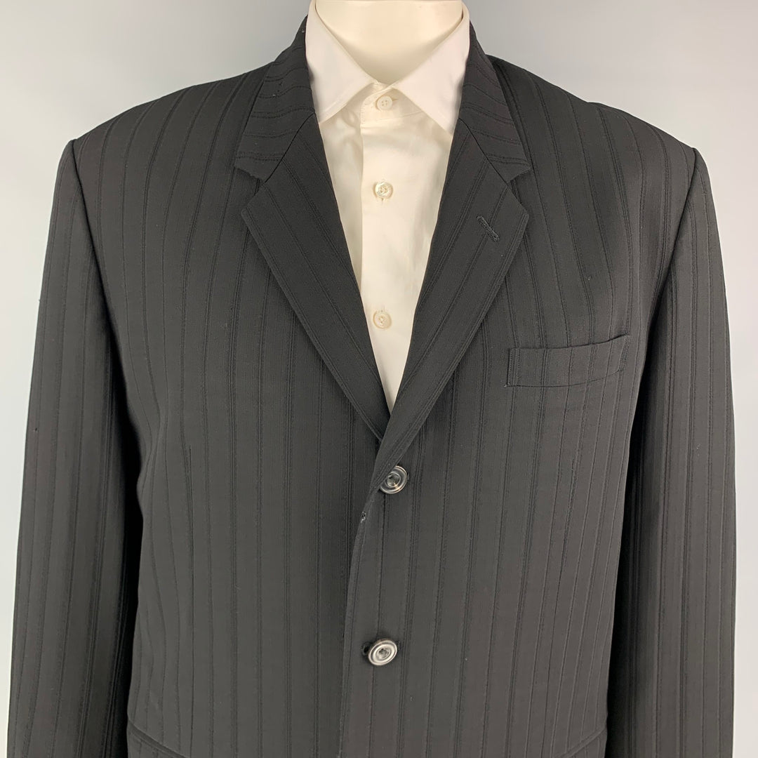 YOHJI YAMAMOTO Size M Black Stripe Wool Oversized Coat