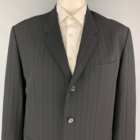 YOHJI YAMAMOTO Size M Black Stripe Wool Oversized Coat
