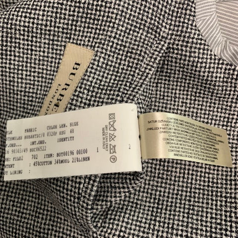 BURBERRY LONDON Size 38 Black White Houndstooth Cotton Blend Sport Coat