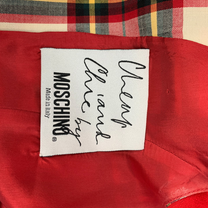 MOSCHINO Cheap & Chic Size 6 Red & Cream Plaid Acetate Blend Vest