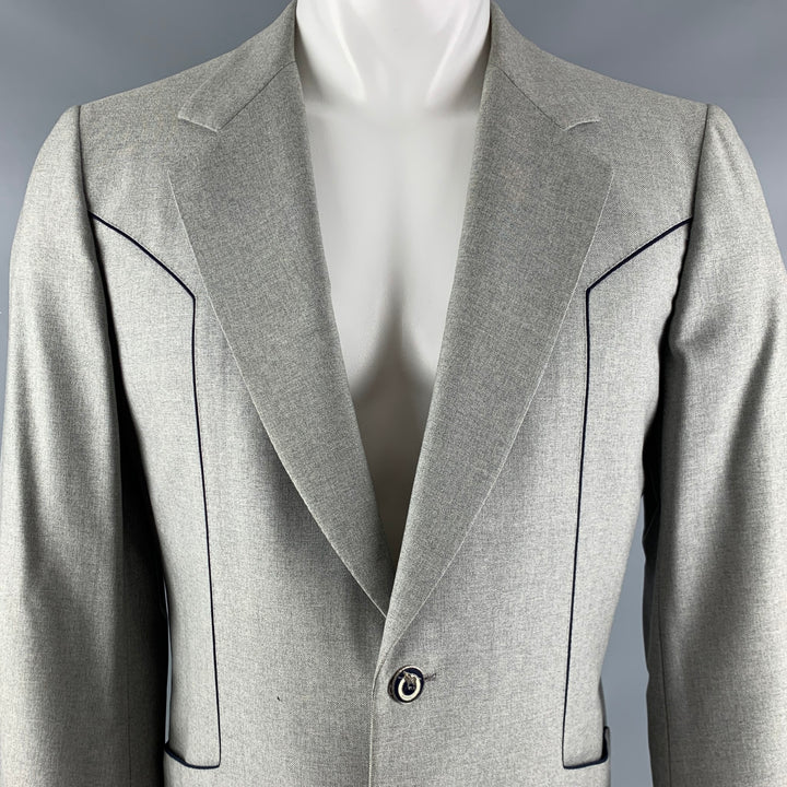 BRIONI Size 40 Grey Contrast Stitch Wool Single Breasted Sport Coat