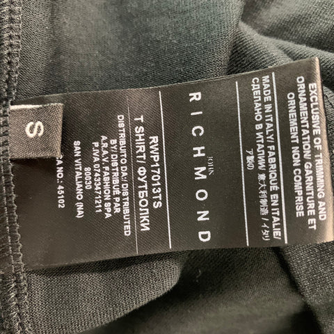 JOHN RICHMOND Size S  Black Print   Cotton Crew-Neck T-Shirt