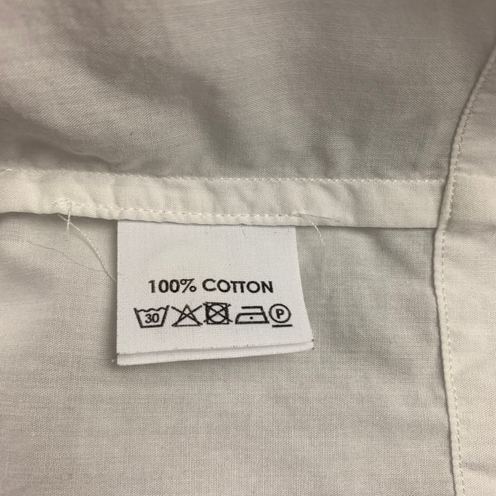 DRIES VAN NOTEN Verner Panton S/S 19 Size M White & Blue Hand Print Cotton Button Up Short Sleeve Shirt