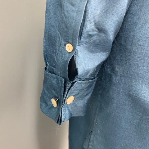 RALPH LAUREN Blue Label Taille 8 Robe chemise boutonnée en soie bleue