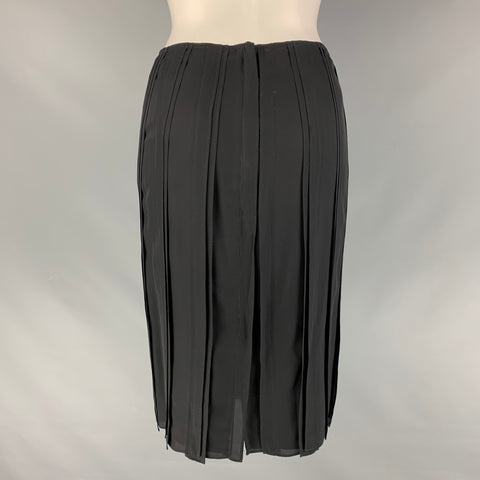 YVES SAINT LAURENT Jupe crayon plissée en soie noire taille 4