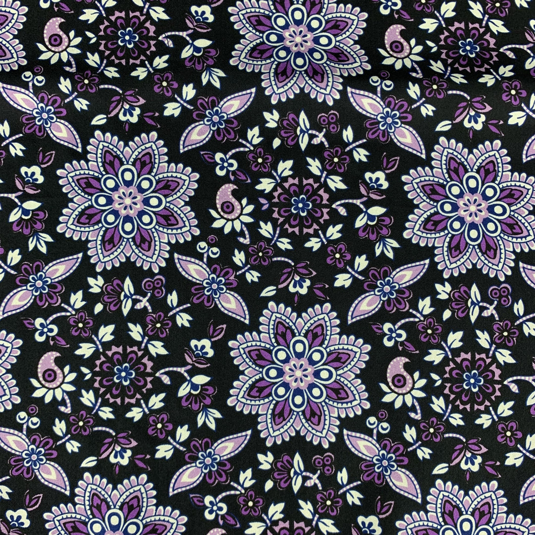 TOM FORD Black & Purple Floral Silk Pocket Square