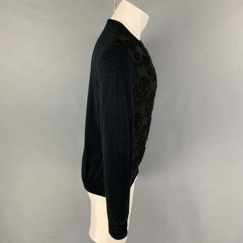 ALEXANDER MCQUEEN Size S Black Skulls Cotton Silk Crew-Neck Pullover