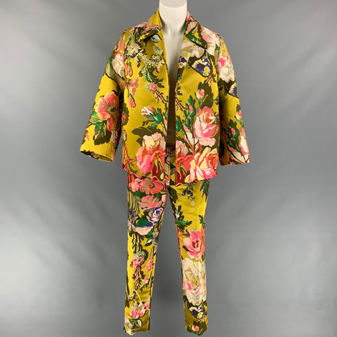 DRIES VAN NOTEN x CHRISTIAN LACROIX SS 20 Size 4 Multi-Color Floral Jacquard Polyester Blend Pants Suit