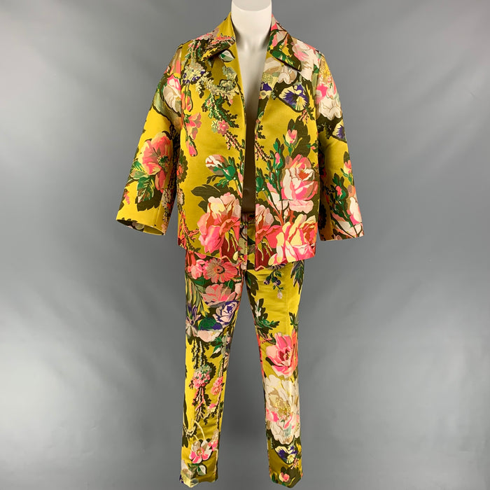 DRIES VAN NOTEN x CHRISTIAN LACROIX SS 20 Size 4 Multi-Color Floral Jacquard Polyester Blend Pants Suit