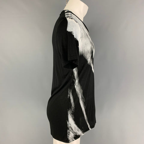 MA_JULIUS Size M Black White Abstract Rayon Blend T-shirt
