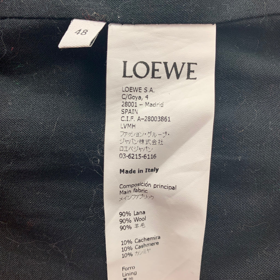 LOEWE Size 38 Navy Black Two Toned Wool Cashmere Asymmetrical Coat