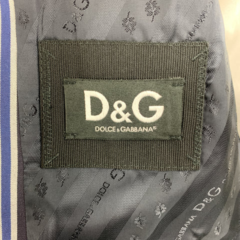 D&G by DOLCE & GABBANA Size 42 Navy Stripe Cotton Notch Lapel Sport Coat