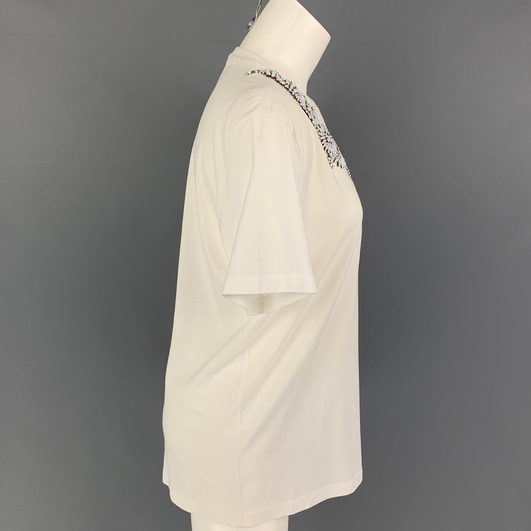 GIVENCHY Size XS White Cotton Applique Crew-Neck T-Shirt