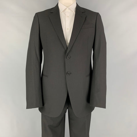 ARMANI COLLEZIONI Talla 42 Traje largo con solapa de muesca de lana a rayas negras