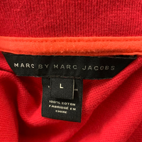 MARC by MARC JACOBS Size L Red Orange Solid Cotton Buttoned Polo