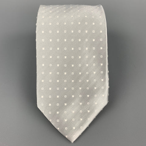 ERMENEGILDO ZEGNA Silver Squares Silk Tie