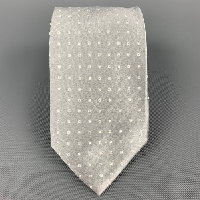 ERMENEGILDO ZEGNA Silver Squares Silk Tie