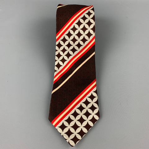HUGO BOSS Brown & Red Diagonal Stripe Silk Tie